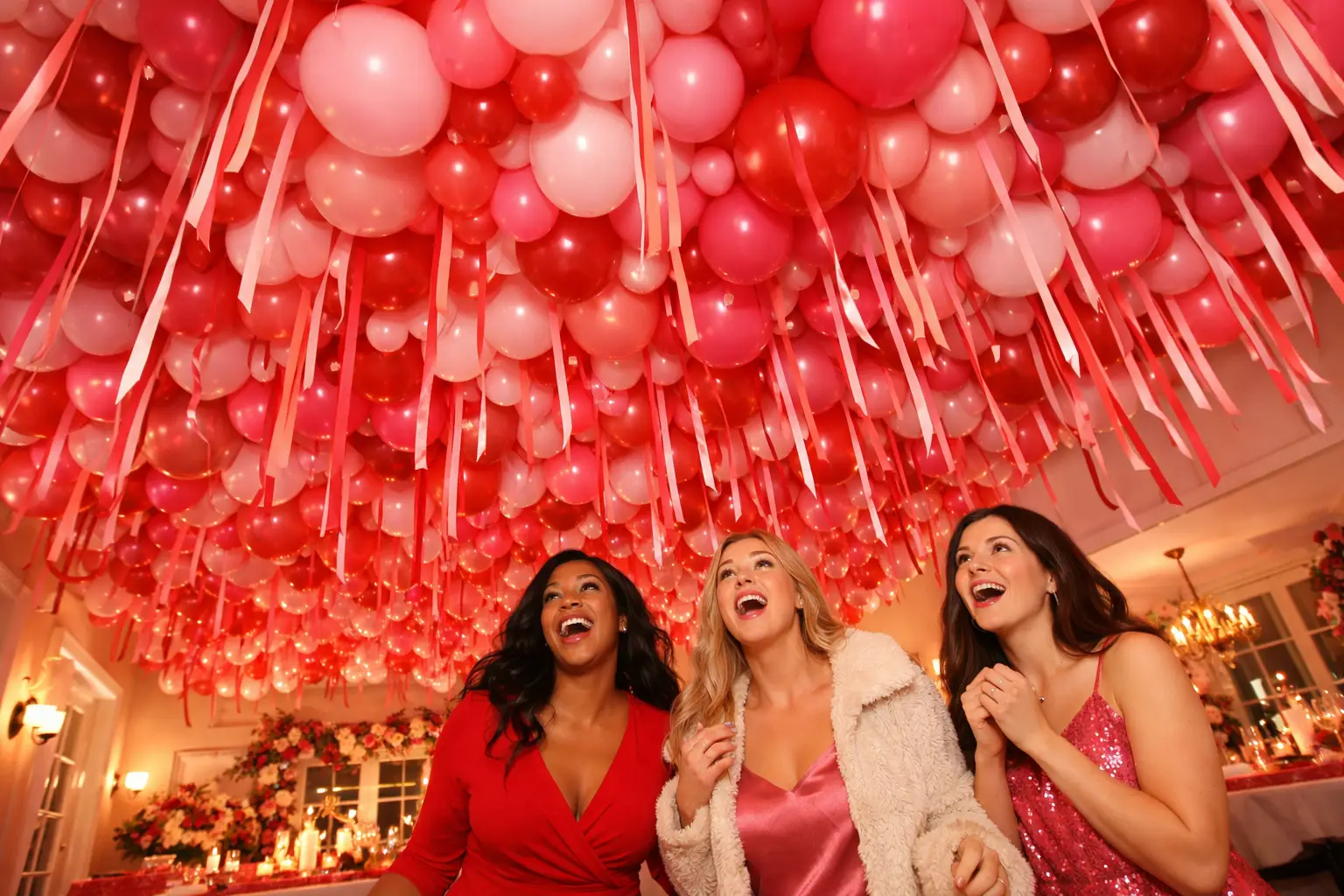 Create a Pink and Red Balloon Arch or Ceiling Installation