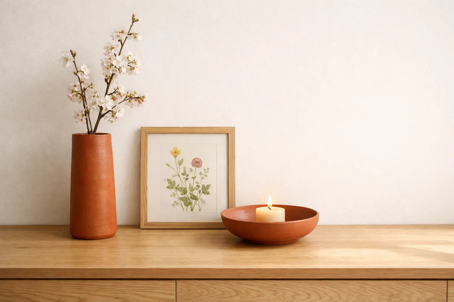 Create a Spring Vignette on a Bookshelf or Sideboard