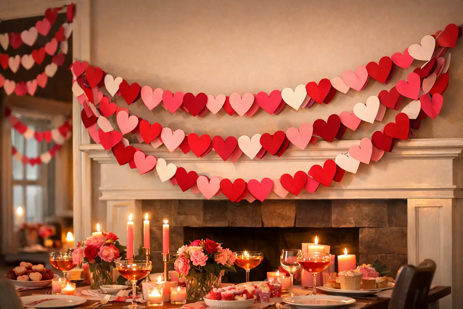 Hang a Heart Garland as the Party's Signature Detail