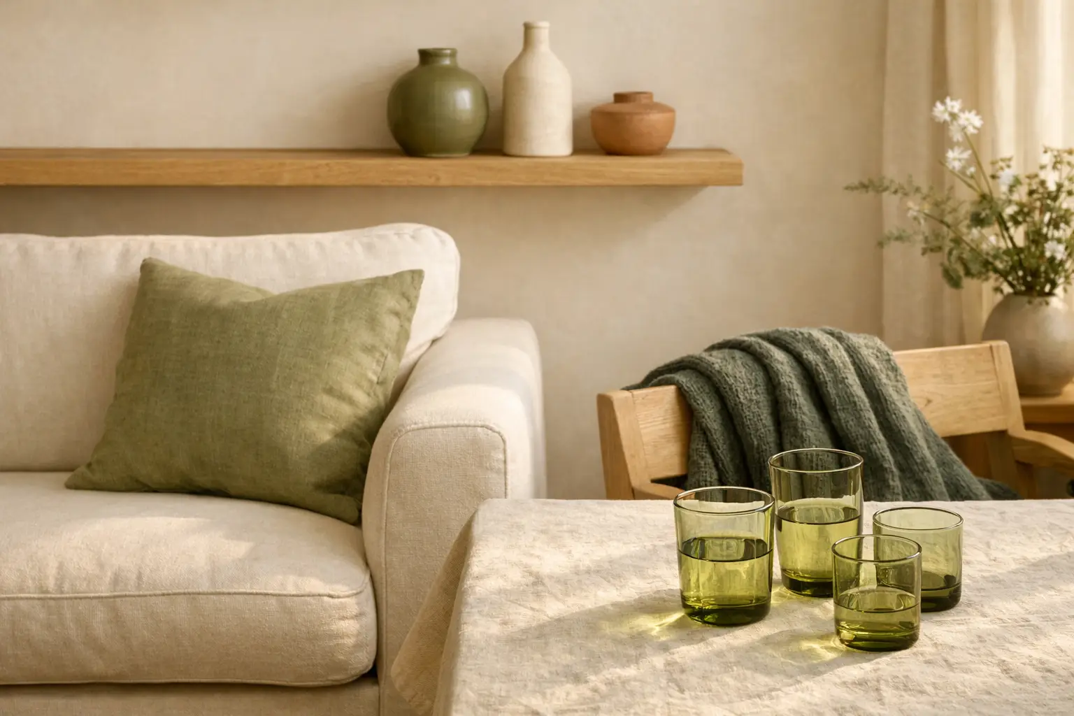 Incorporate Muted Olive and Pine Green as Earthy Accents