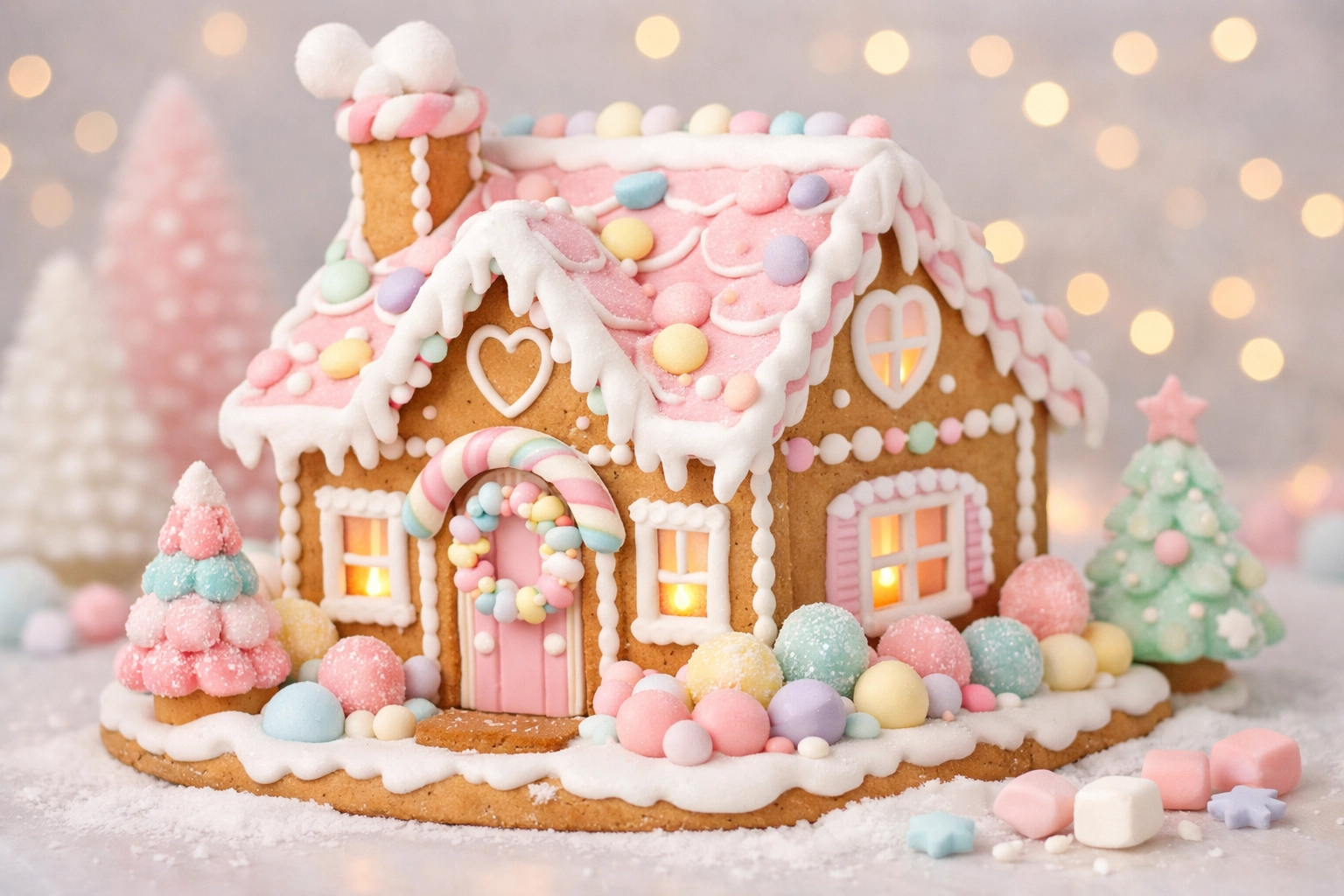 Pastel Candy Gingerbread House