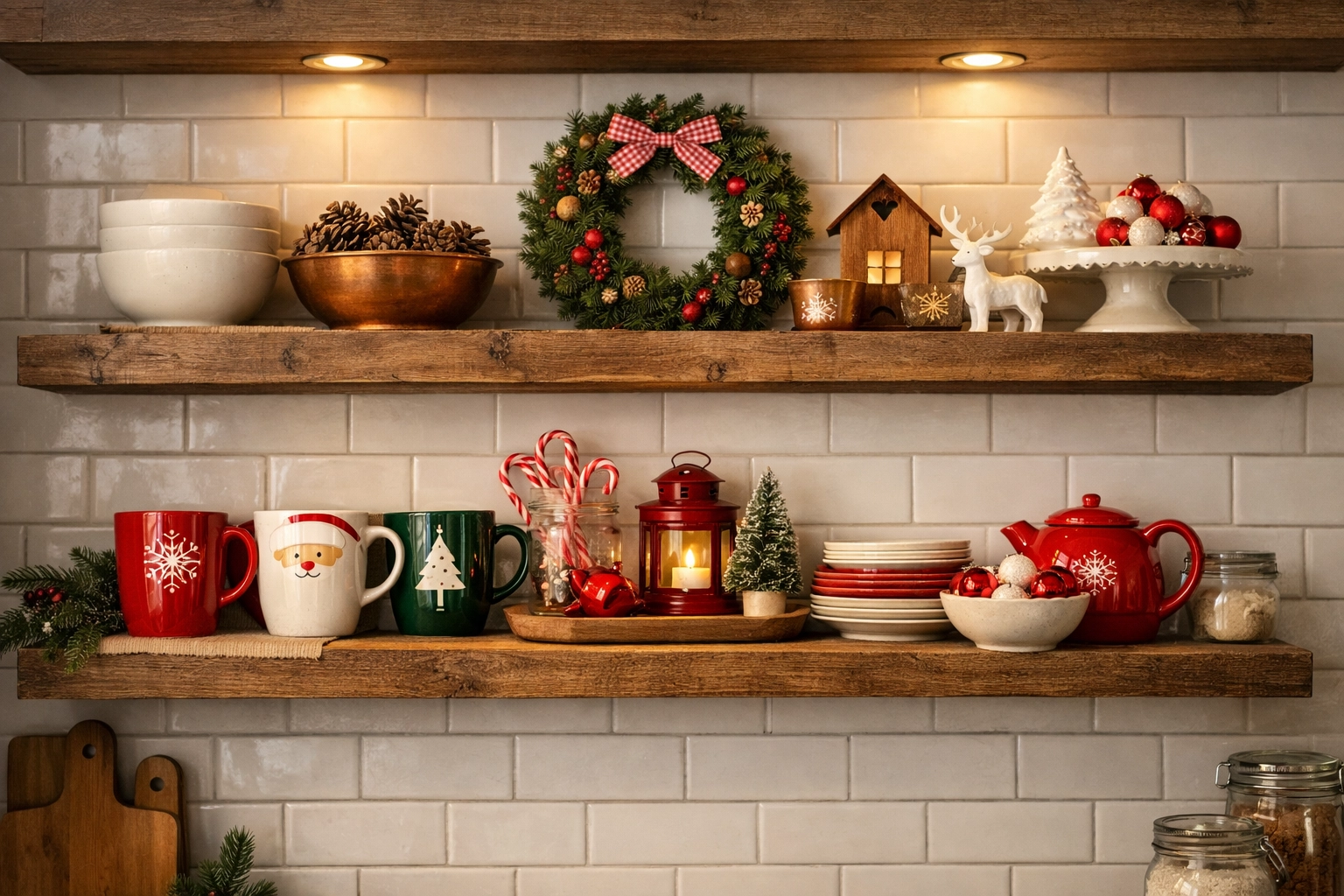 Style Open Shelves with Holiday Decor