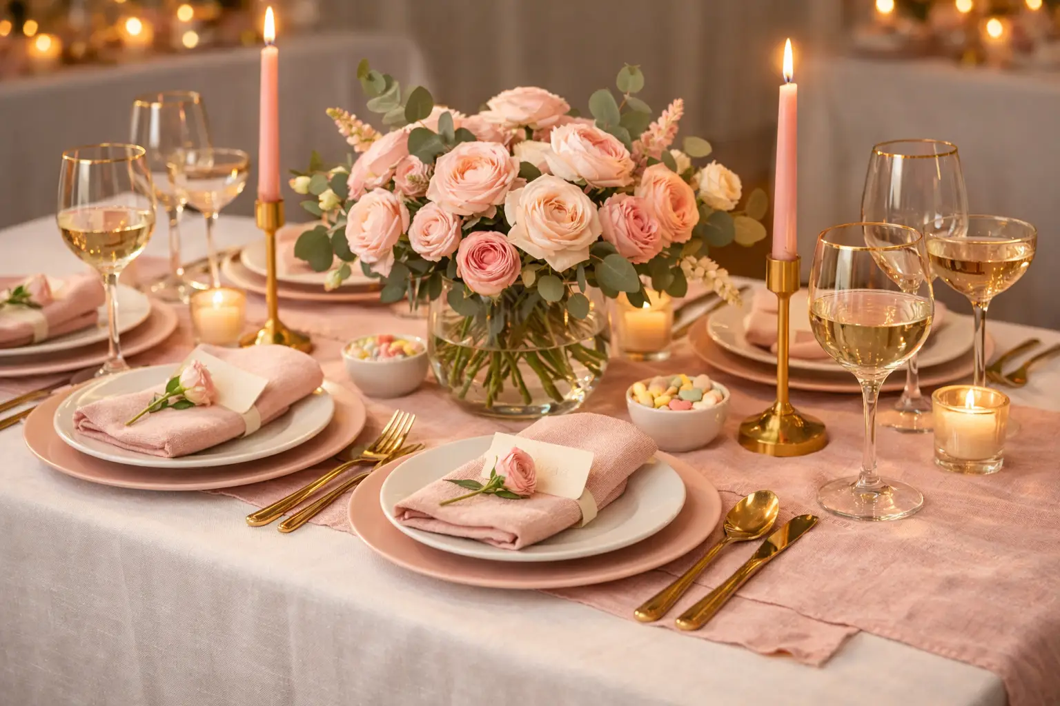 Style a Curated Pink and Gold Tablescape