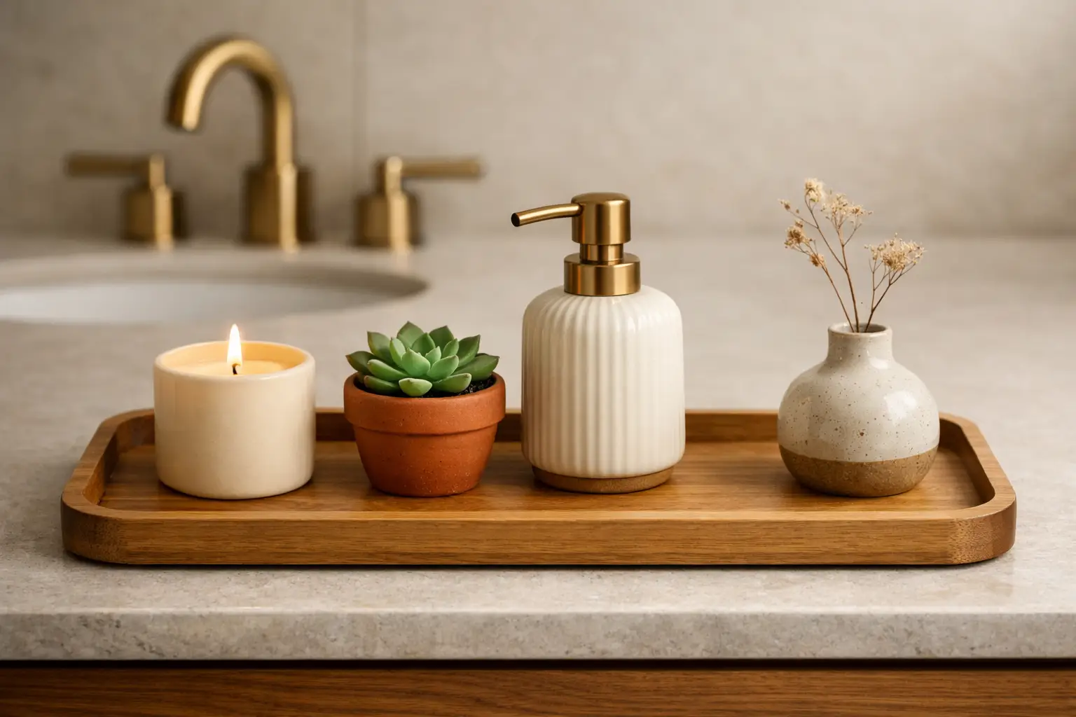 Style a Wooden Tray Vanity Display for the Final Retreat Touch