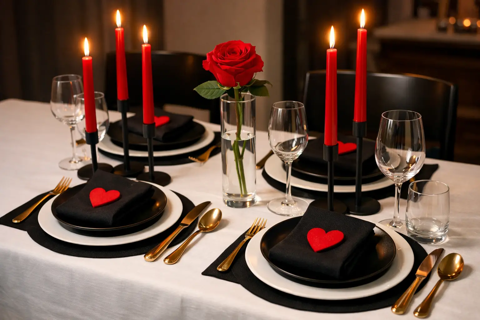 The Black White and Cherry Red Modern Tablescape
