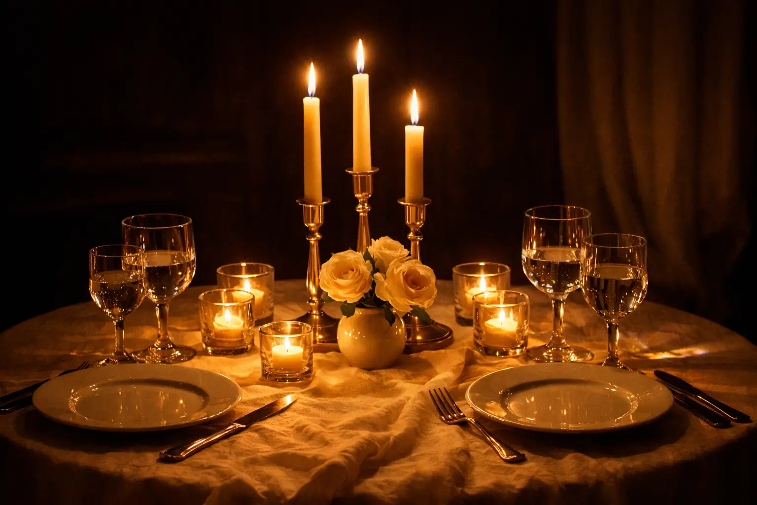 The Classic Candlelit Ambiance with Varying Heights