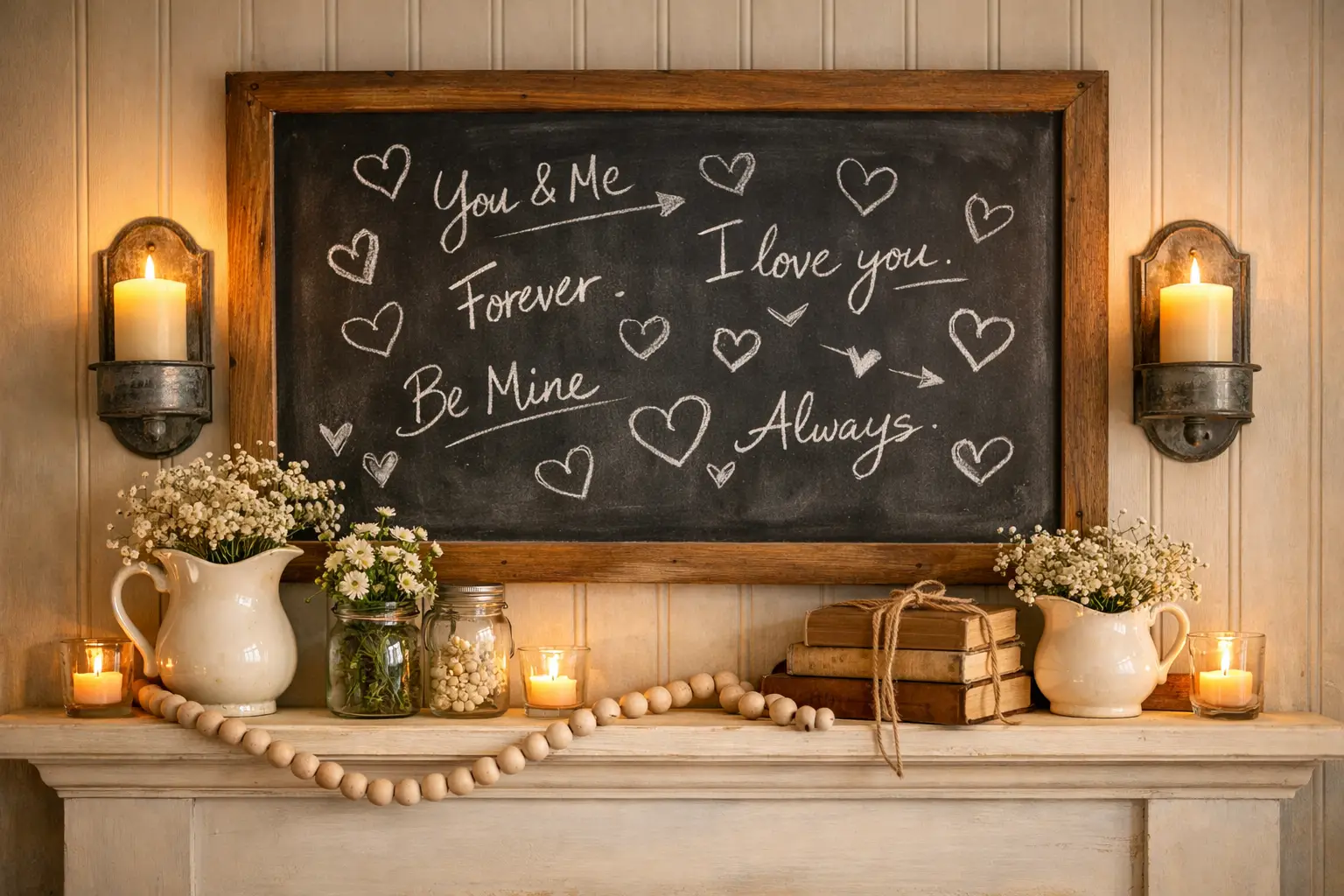 The Farmhouse Chalkboard Love Note Mantel