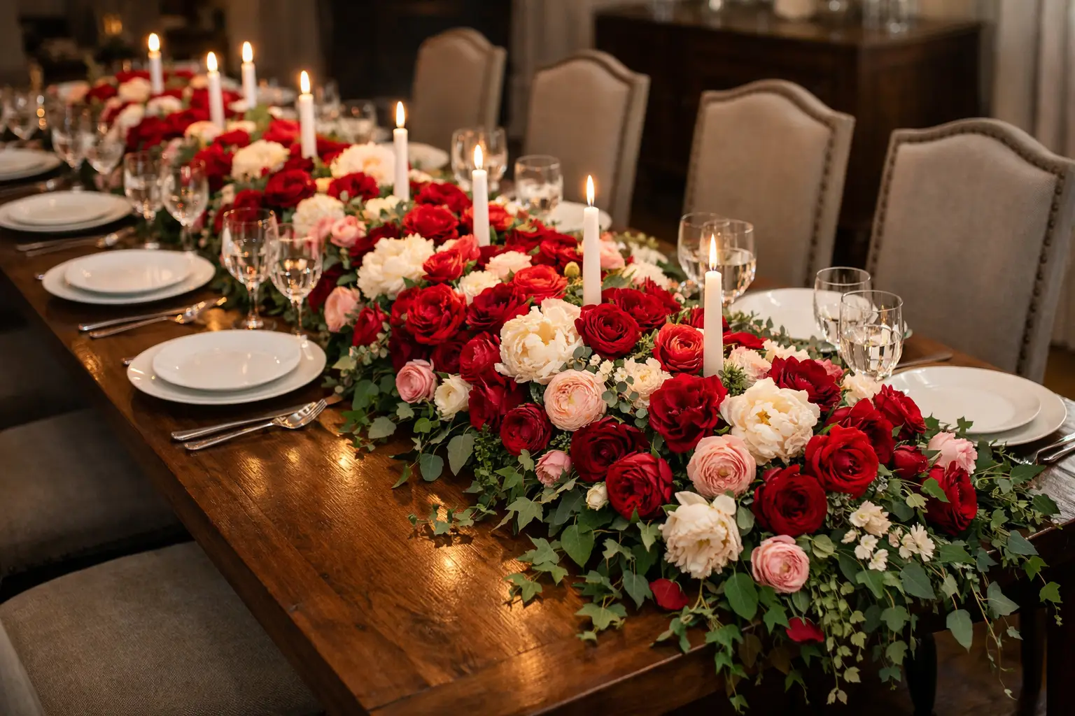 The Floral Runner Centerpiece Tablescape
