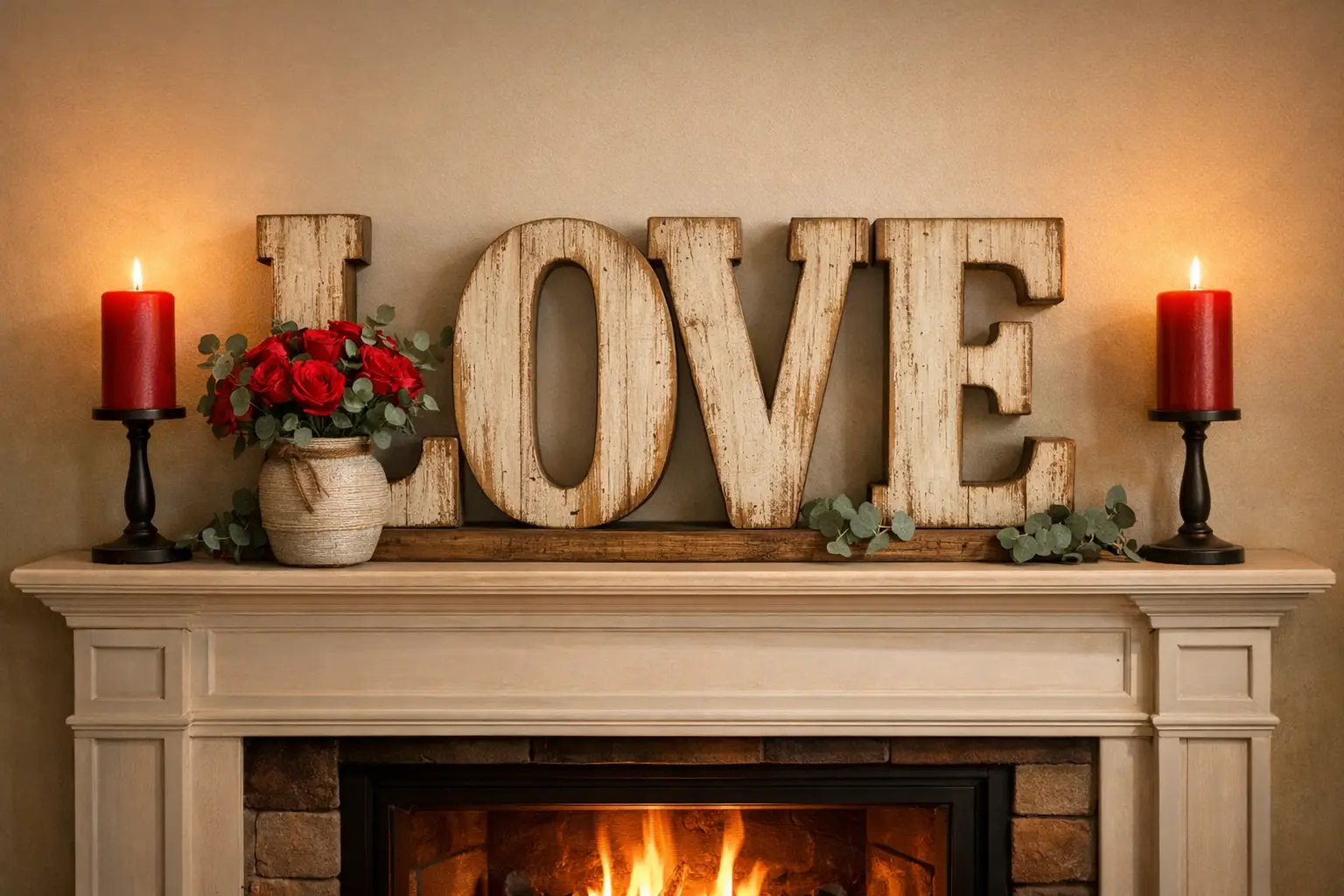 The Oversized LOVE Sign Centerpiece Mantel