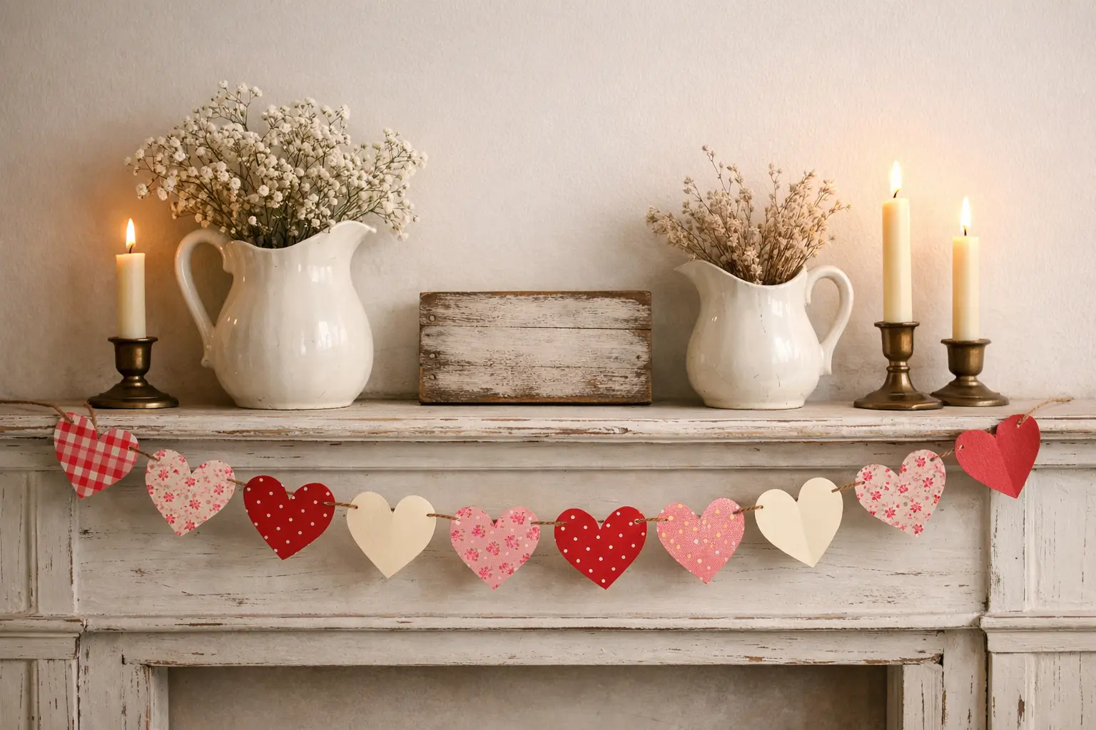 The Paper Heart Garland and Ironstone Mantel