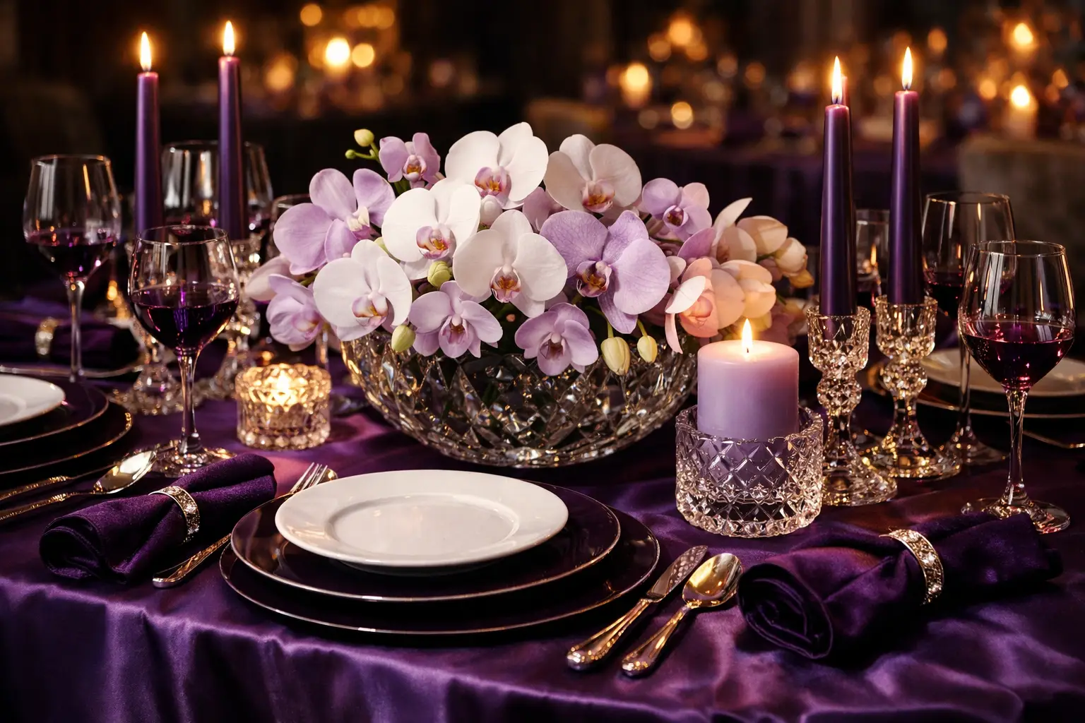 The Royal Purple and Orchid Luxury Tablescape