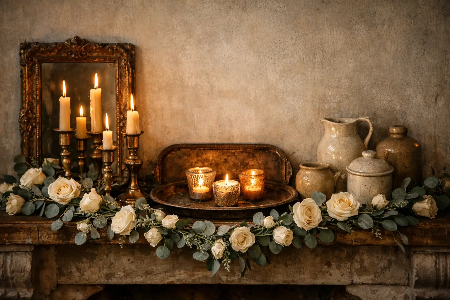 The Vintage Brass and Antique French Country Mantel