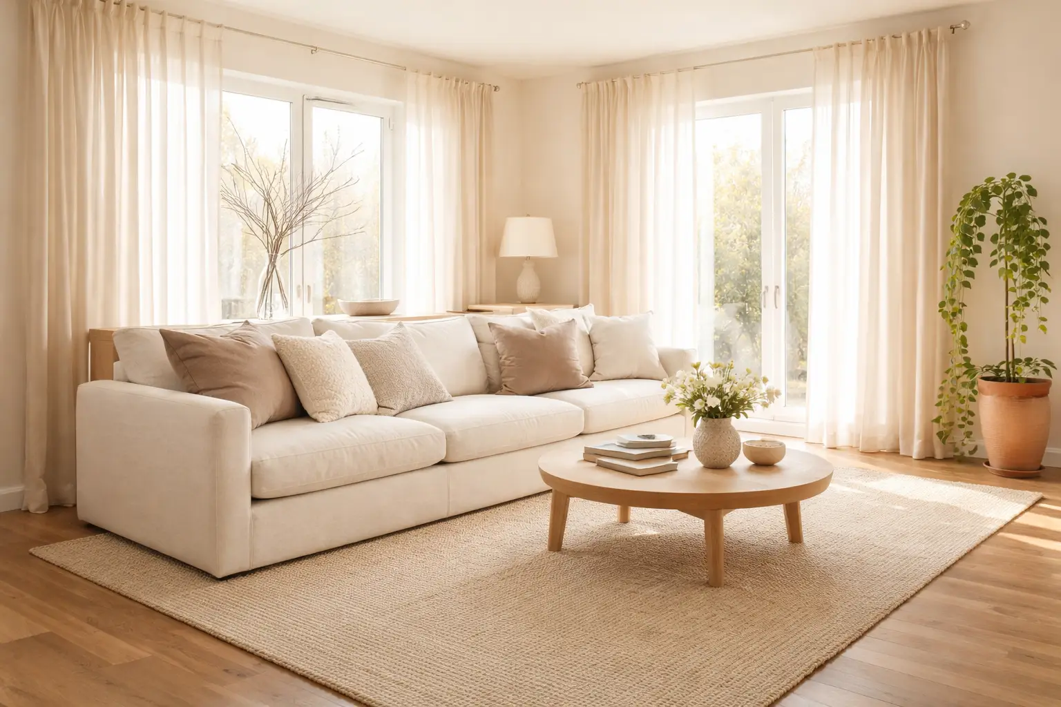 Use Soft Cream and Sand Tones in the Living Room
