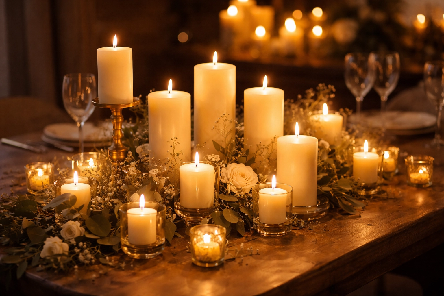 Warm Candle Lighting Display