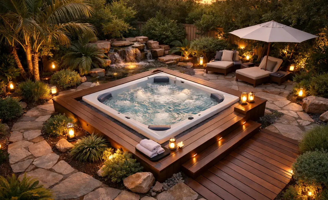 18 Luxurious Outdoor Jacuzzi Design Ideas for a Relaxing Backyard Retreat