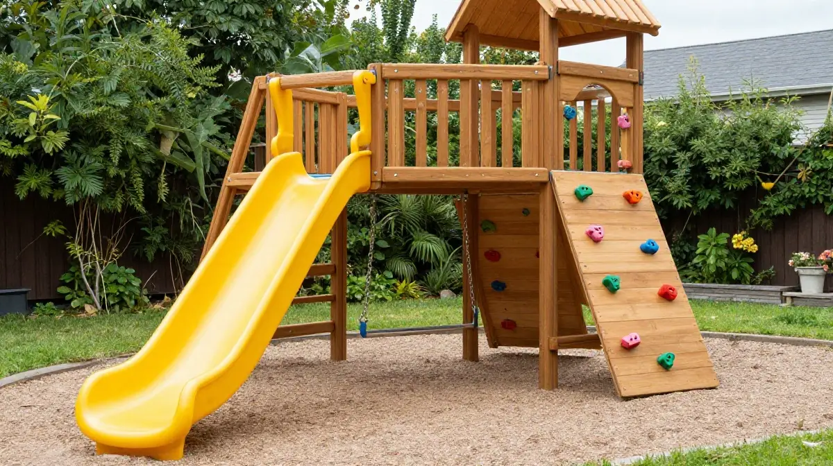 A-Frame with Slide and Climbing Wall approximately