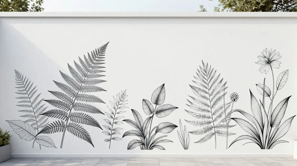 Botanical Line Art Mural