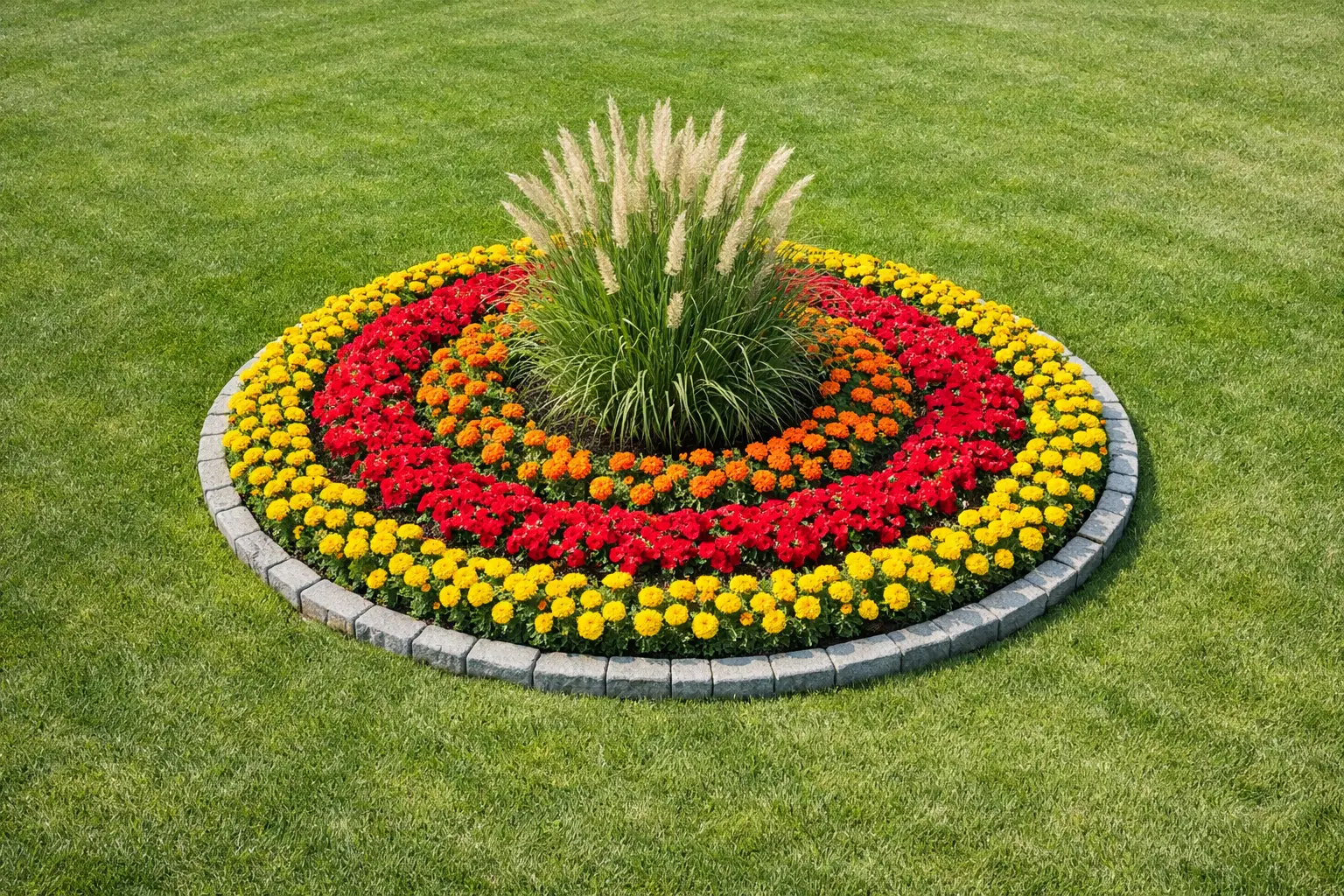 Circular Island Bed as a Lawn Focal Point