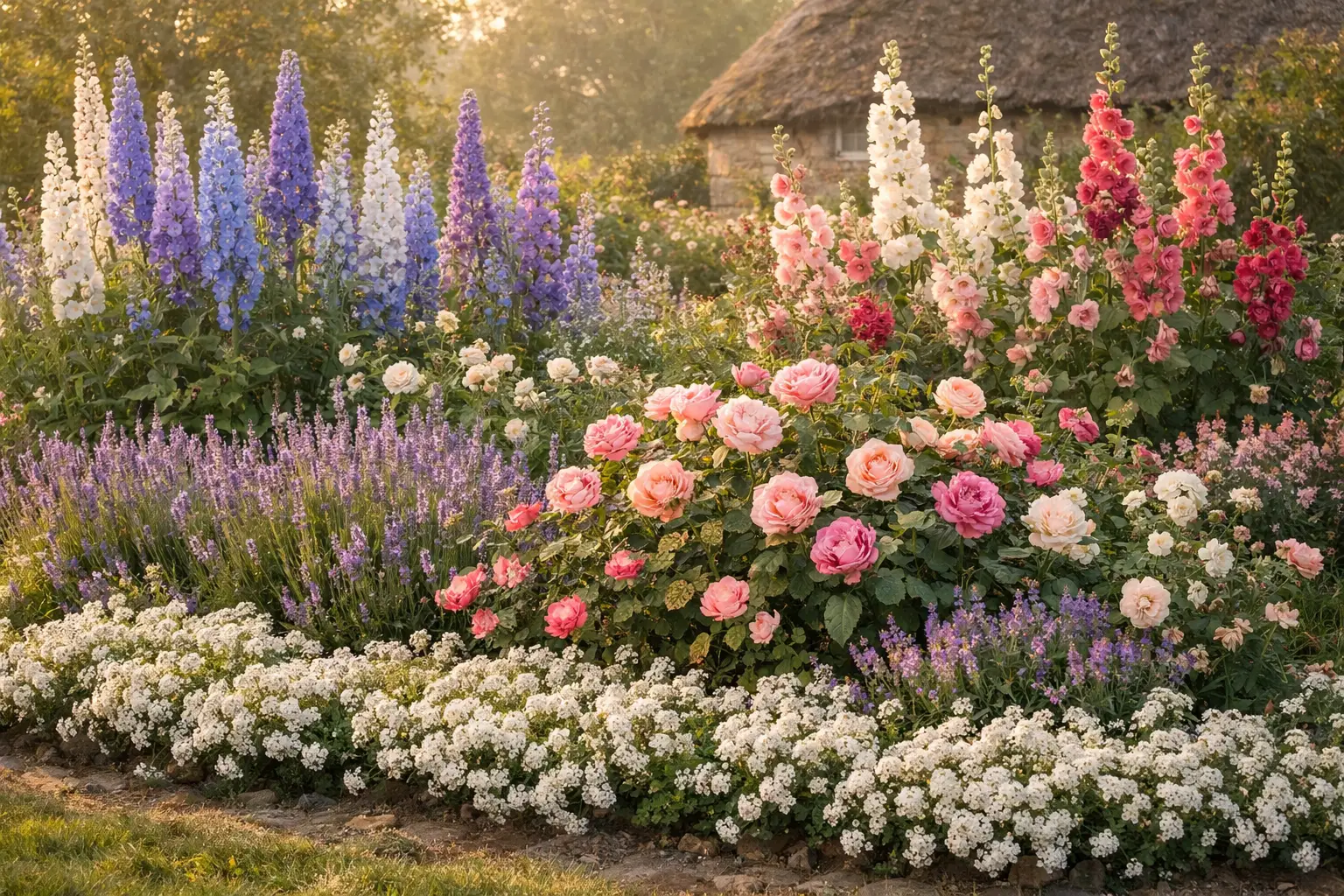 Classic Cottage Garden Flower Bed