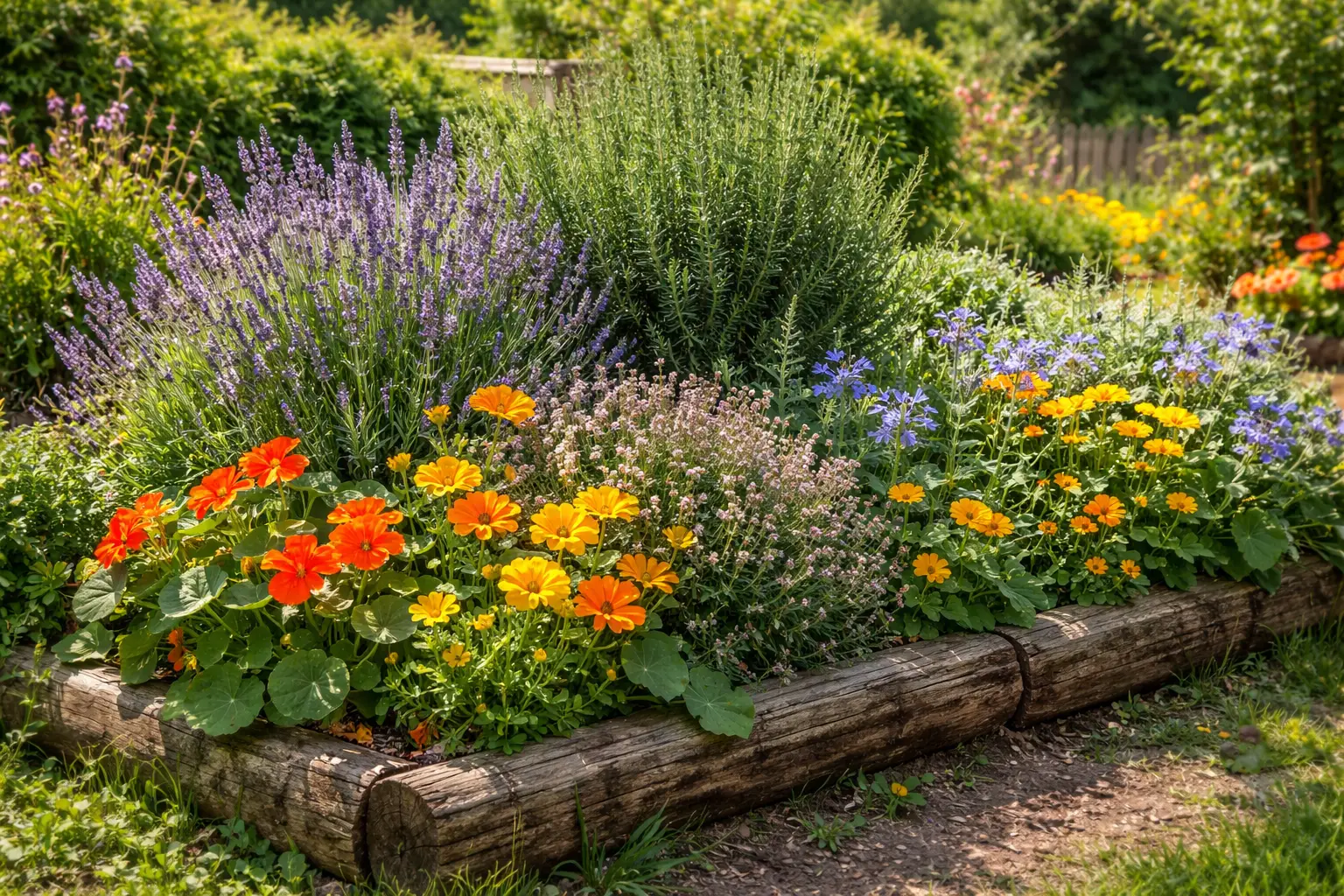 Cottage-Style Herb and Flower Mix Bed