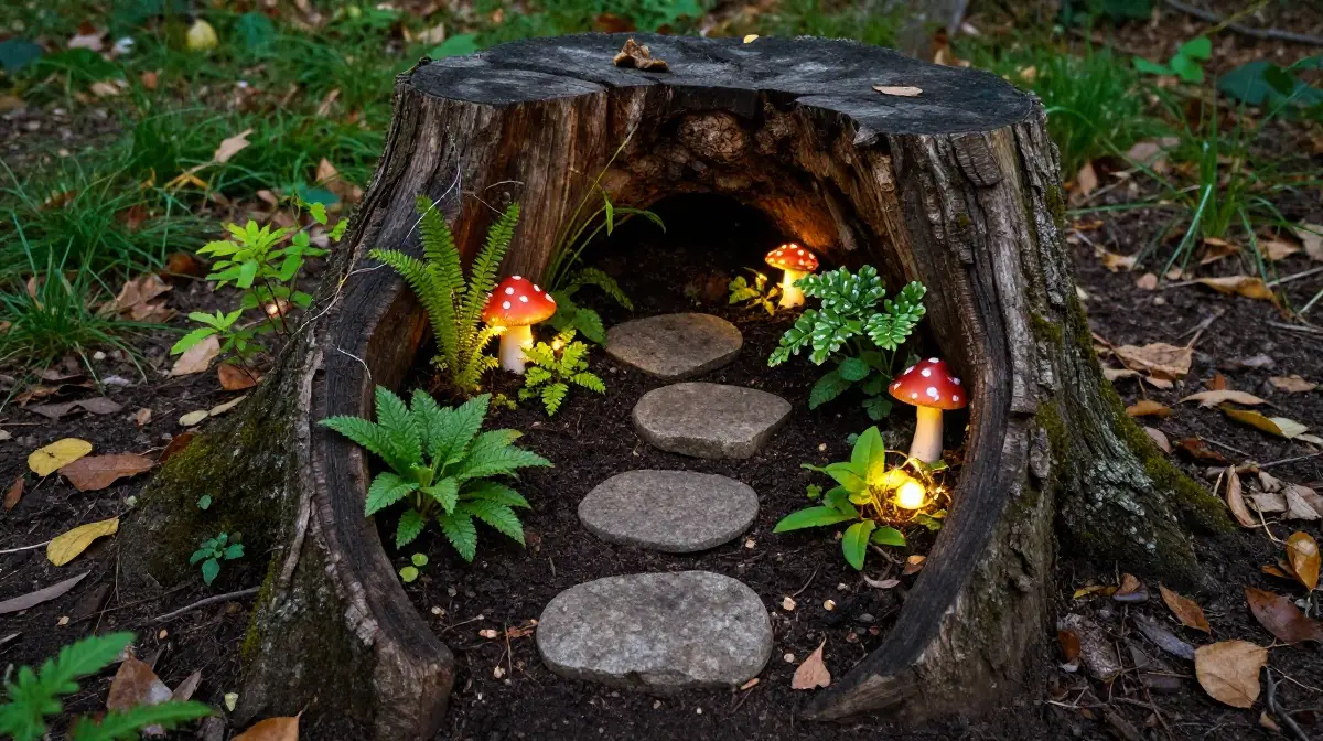 Design a Fairy Garden in a Hollowed Tree Stump