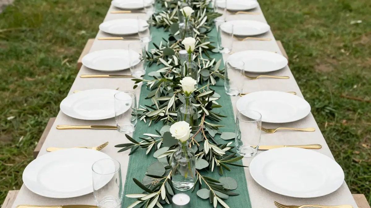 Display a Long Tablerunner With Greenery