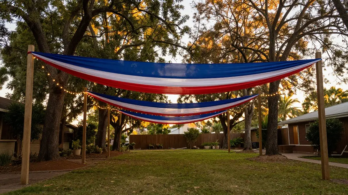 Drape Fabric Bunting Between Trees or Posts