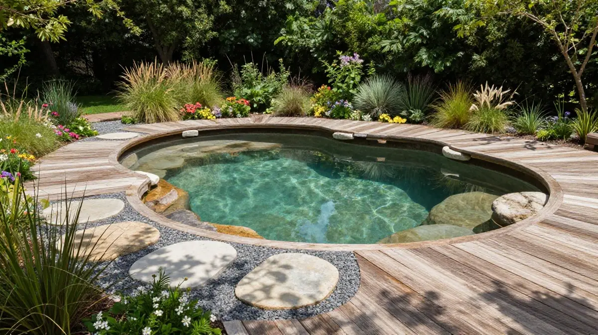 Eco-Friendly Pool Deck with Natural Materials