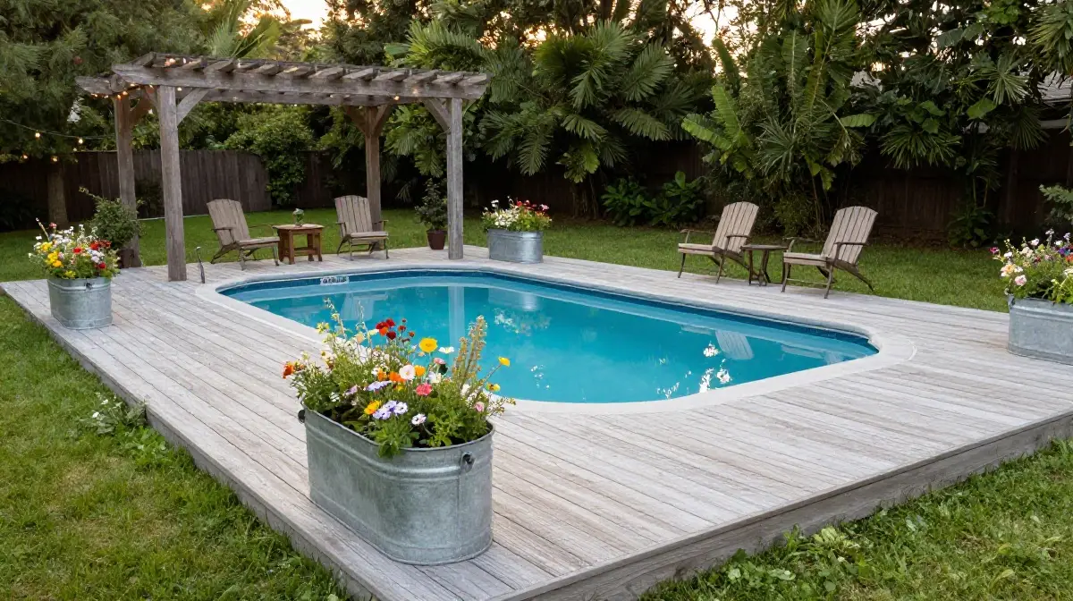 Farmhouse Style Pool Deck