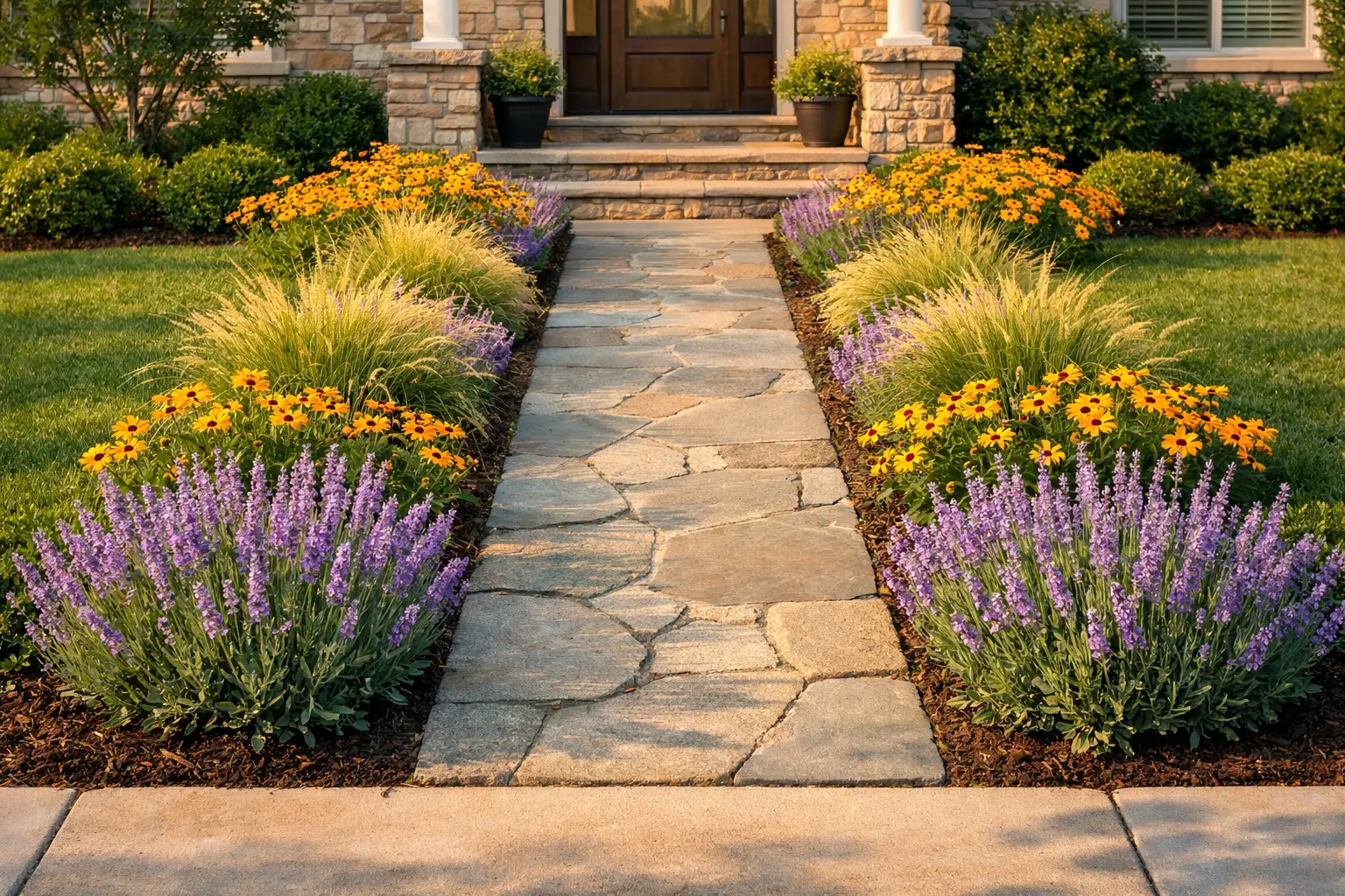 Front Yard Border Bed Along the Walkway
