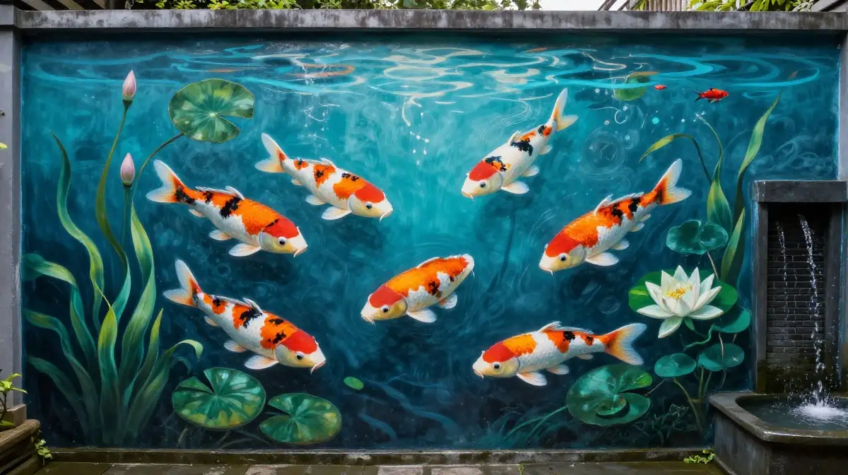 Koi Fish and Water Mural
