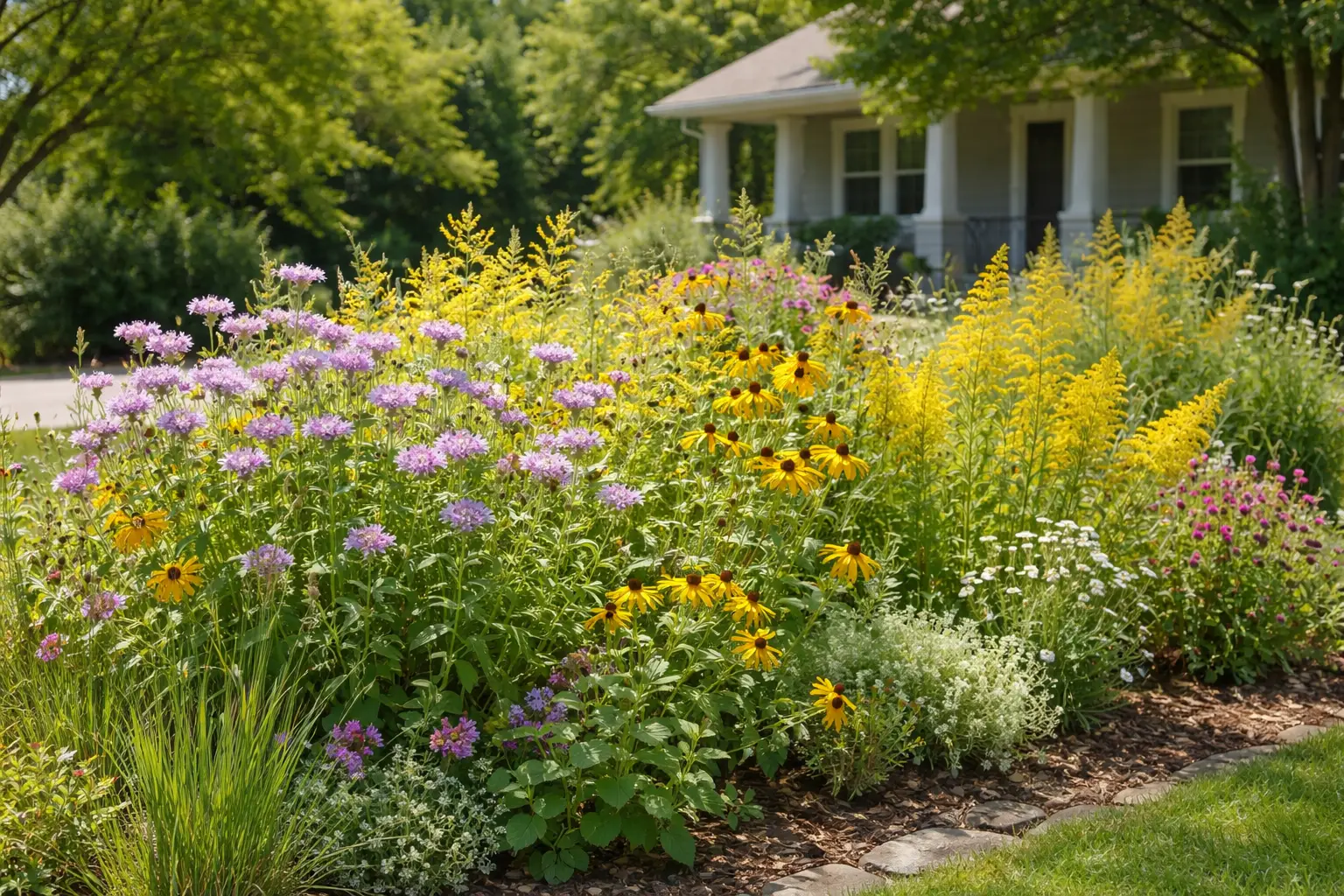 Native Plant Flower Bed for Low Maintenance