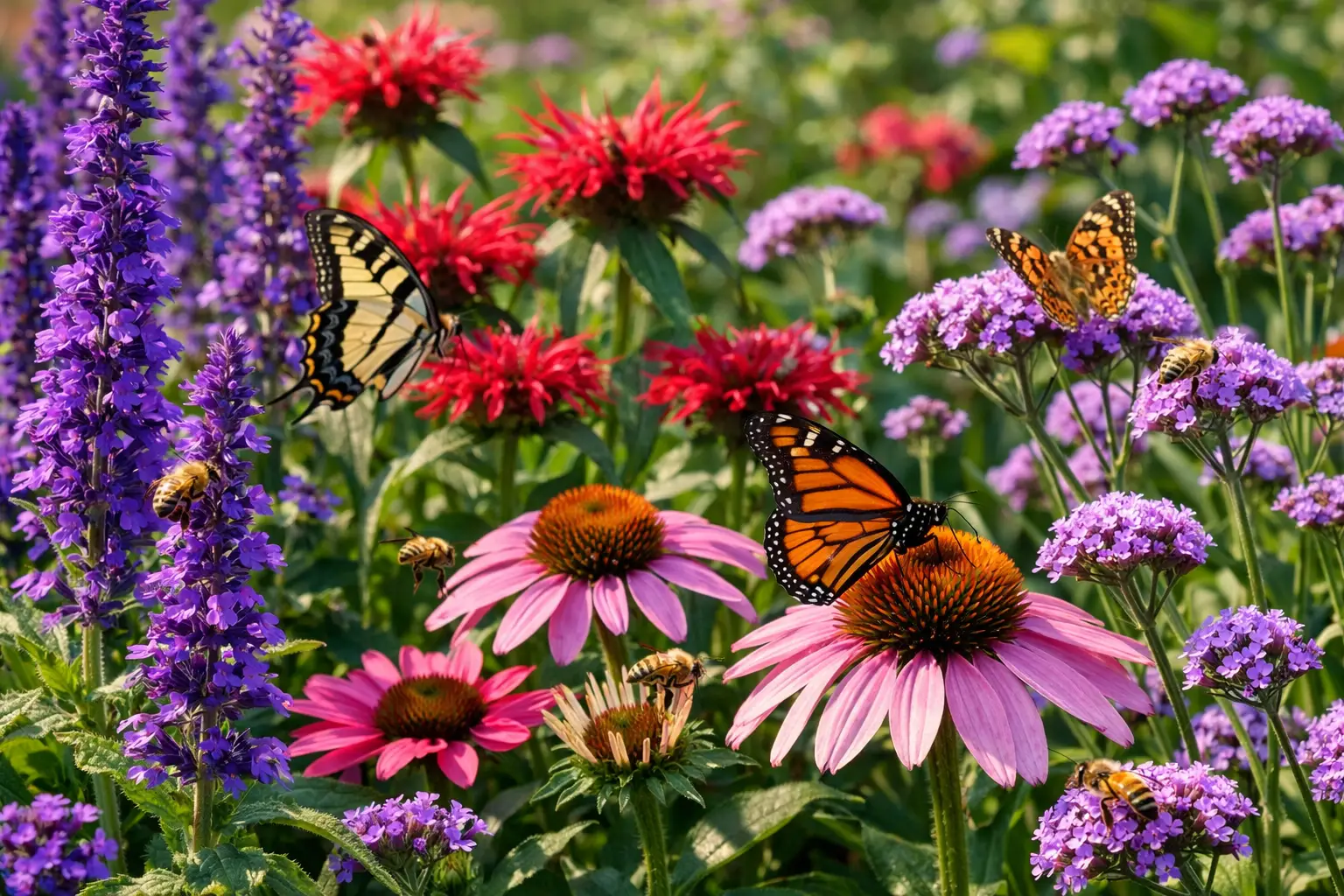 Pollinator Flower Bed to Attract Bees and Butterflies