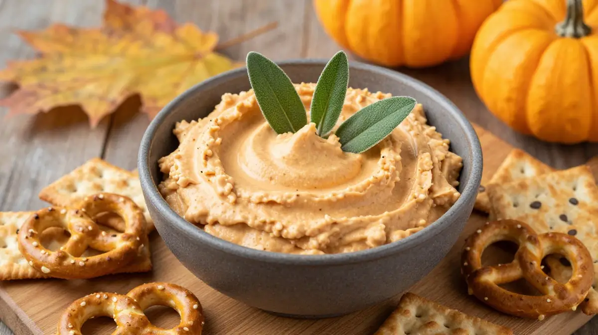 Pumpkin Sage Dip with Pretzel Thins