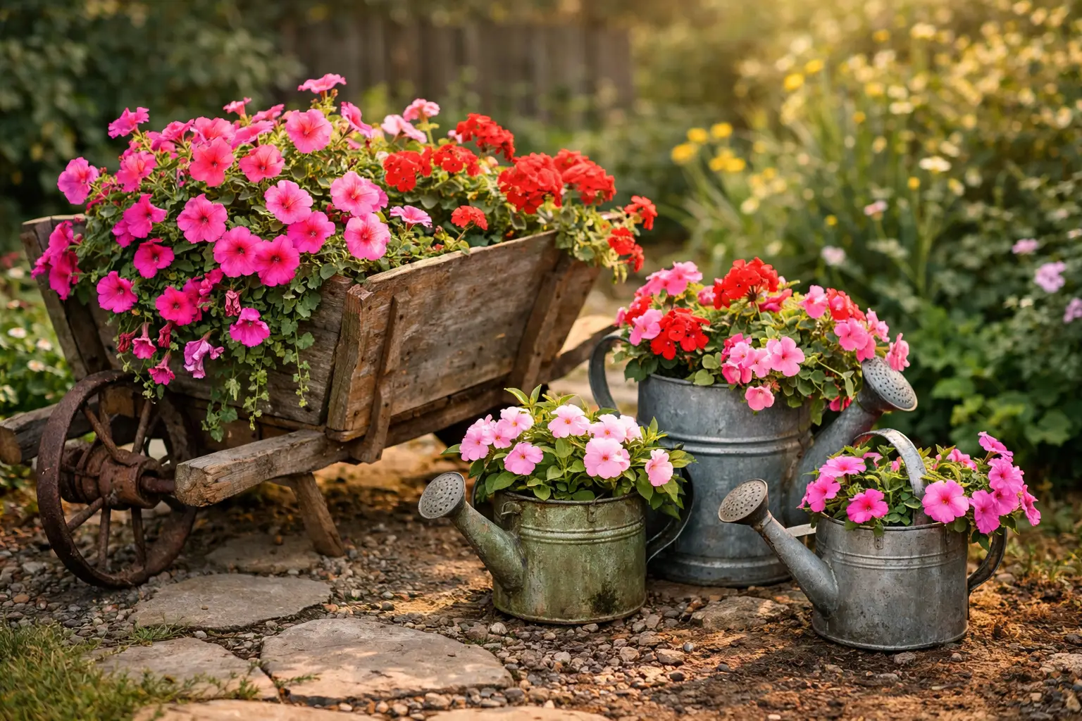 Recycled Container and Upcycled Object Flower Bed
