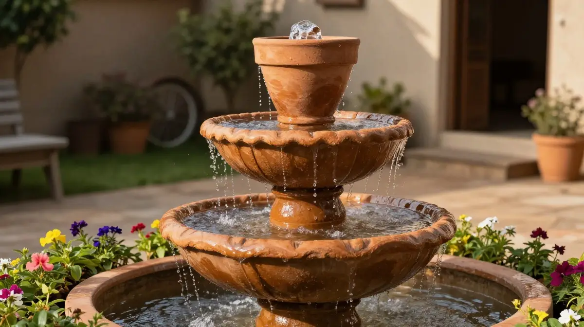 Terracotta Pot Stacked Fountain