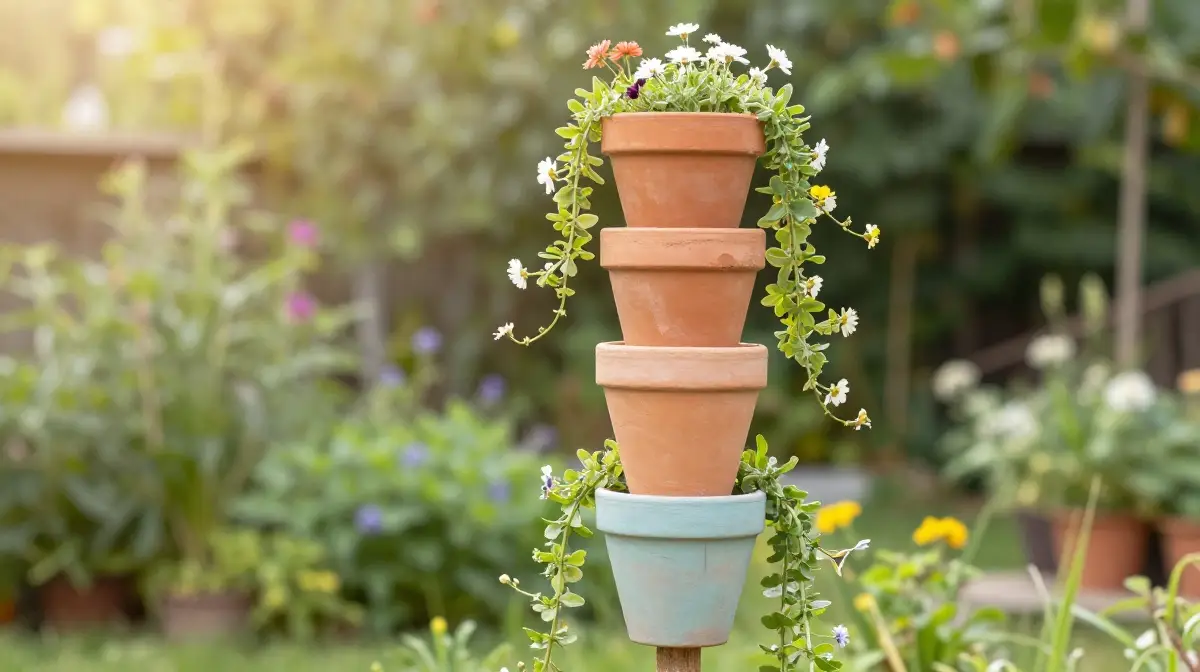Terracotta Pot Stacking Tower