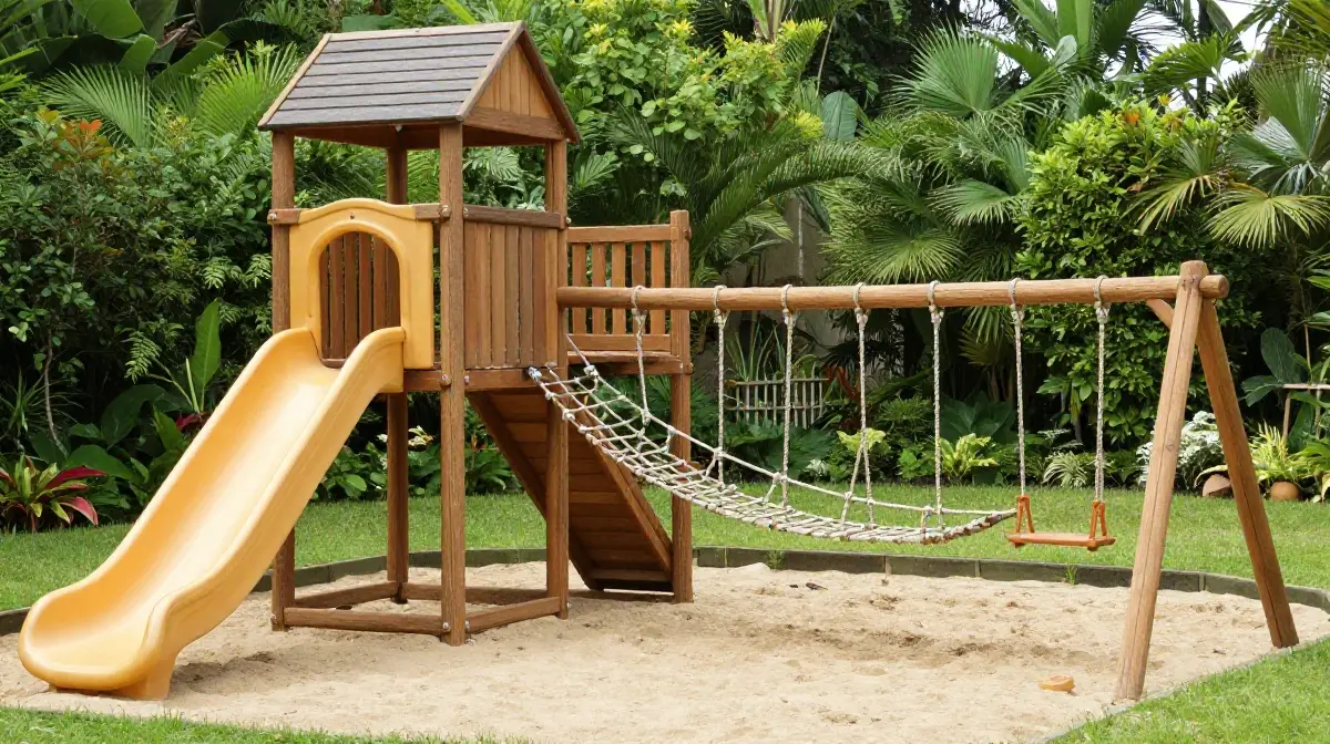 The Multi-Level Playset with Rope Bridge