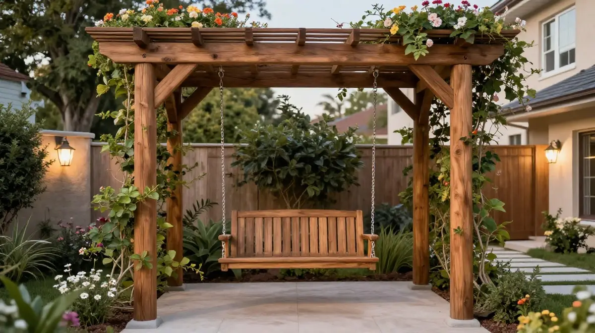 The Pergola-Style Swing Set approximately