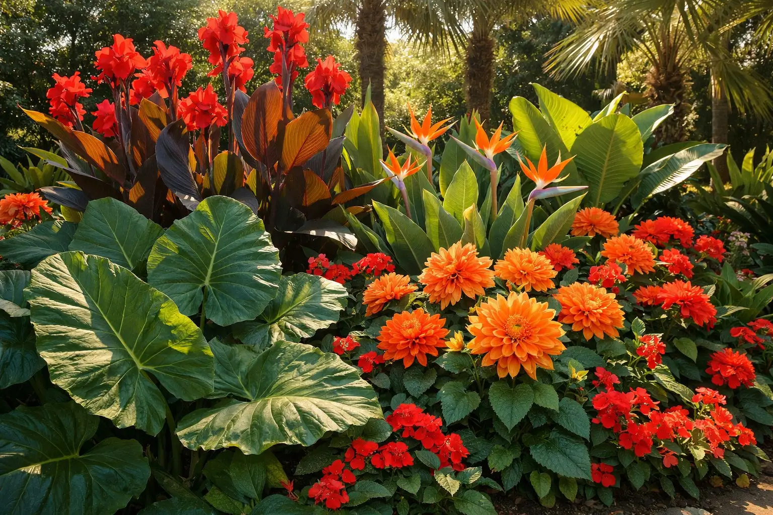 Tropical-Inspired Flower Bed for Bold Color