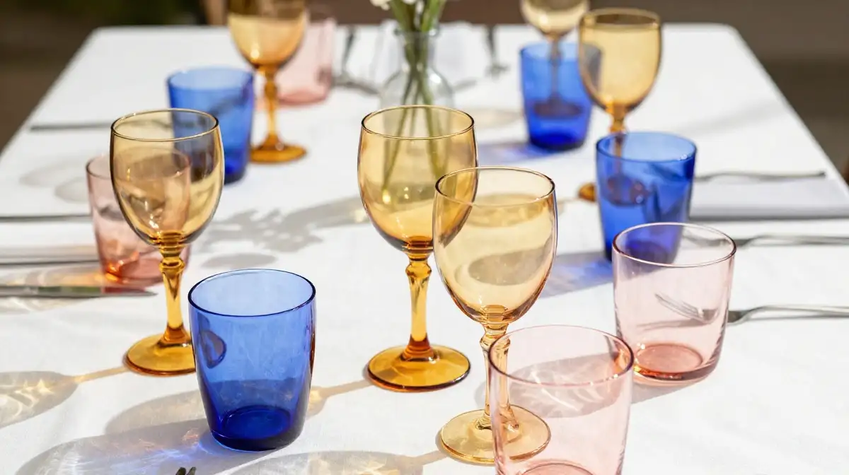 Use Colored Glassware for Visual Interest