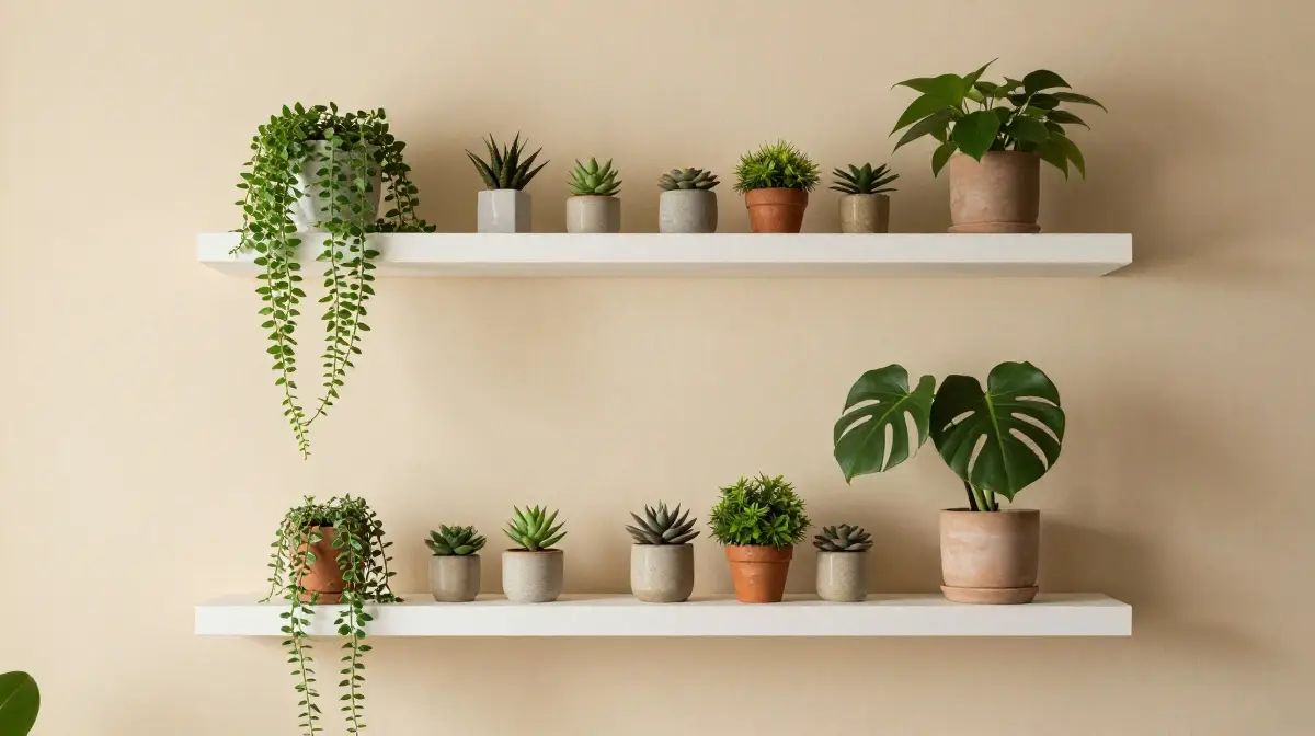 Use Floating Shelves for Layered Greenery