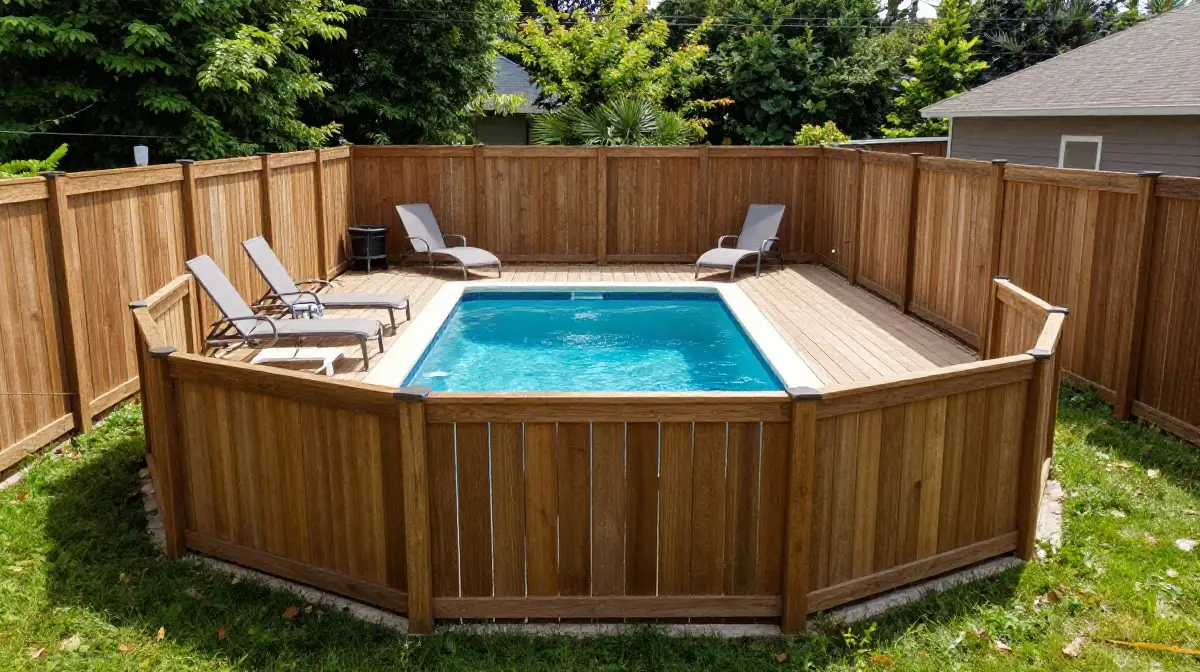 Above Ground Pool Deck with Privacy Fence