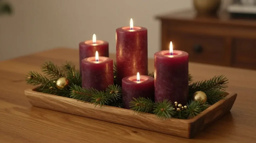 Burgundy Candle Arrangement as a Table Accent