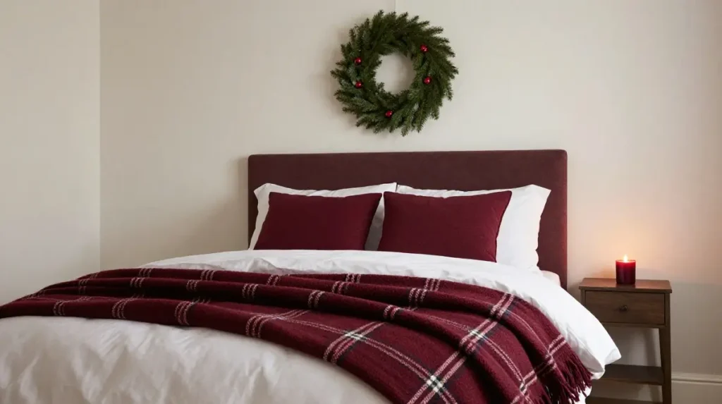 Burgundy Christmas Bedroom Decor