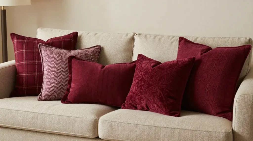 Burgundy Christmas Pillow Covers for the Living Room