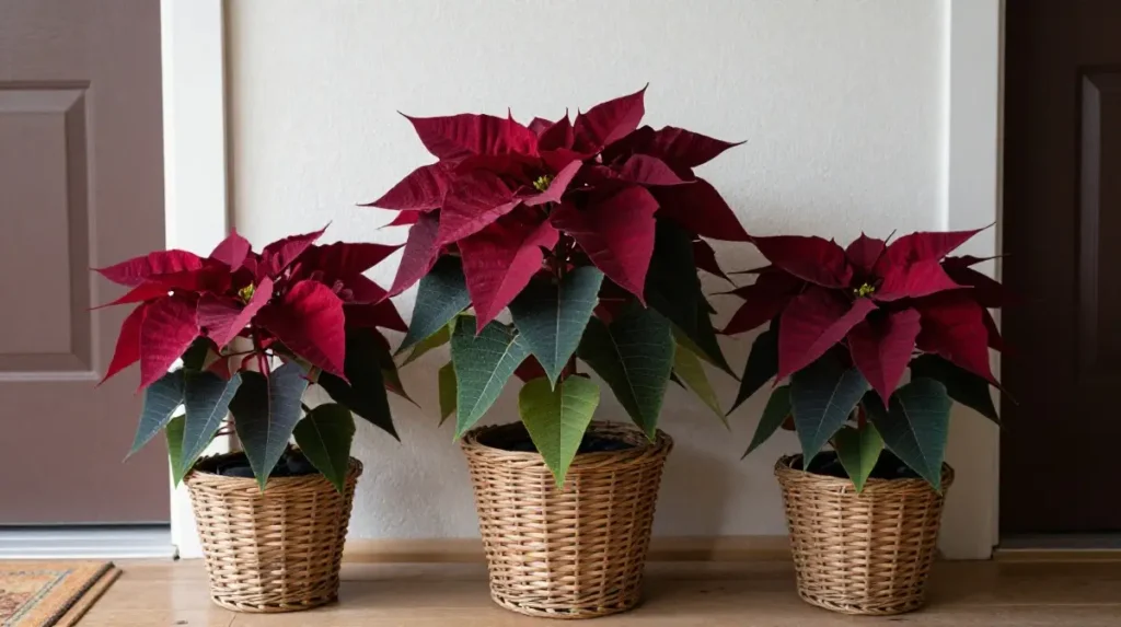 Burgundy Poinsettia Arrangement as a Focal Point