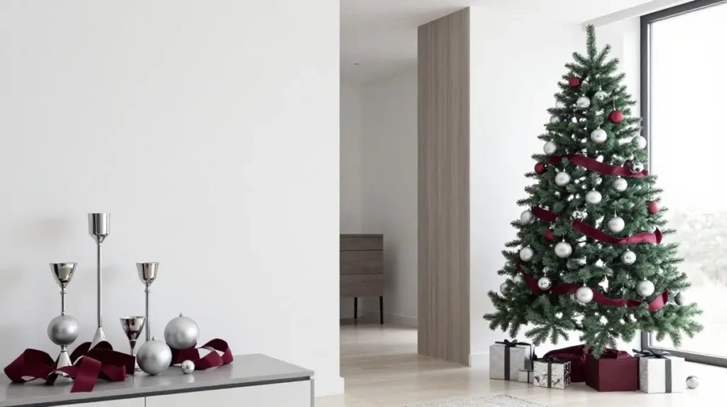 Burgundy and Silver Christmas Decor for a Modern Look