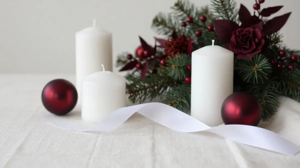 Burgundy and White Christmas Styling