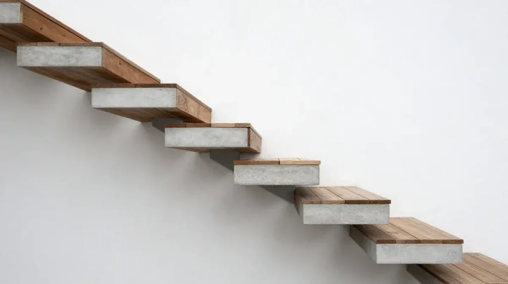 Cantilevered Steps in Wood and Concrete
